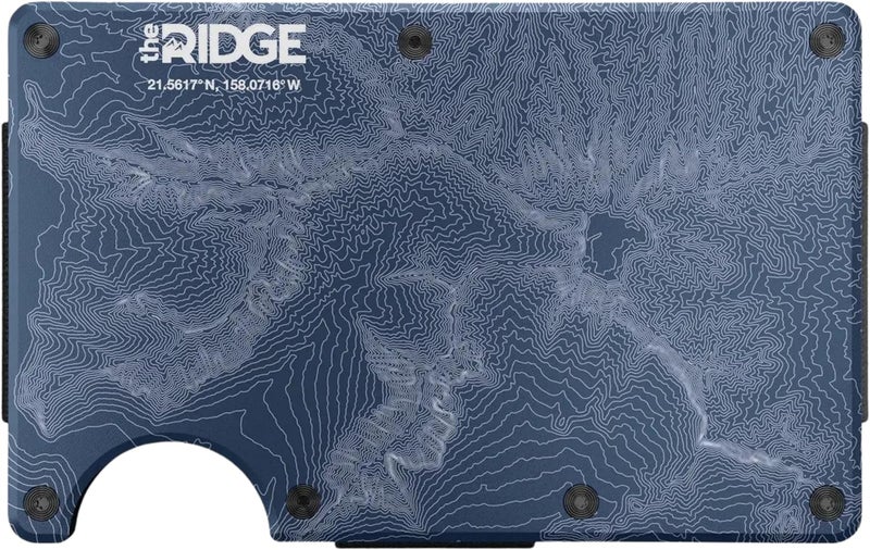 The Ridge محفظة - محفظة مدمجة نحيفة وعصرية وحامل بطاقات | محفظة جيب أمامية محمية من RFID | حزام نقدي مدمج | نورث شور - طبوغرافي - Image 1